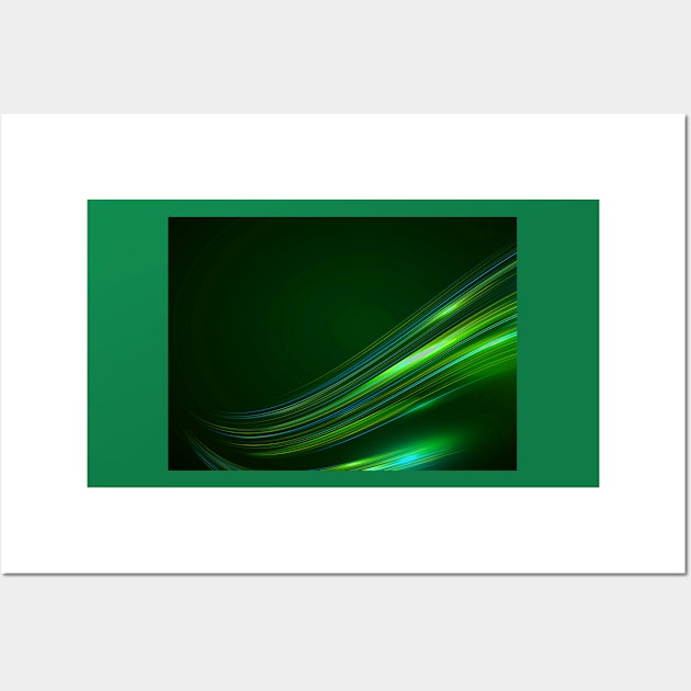 Digital Design - Green Abstract Strips Wall Art by Tshirtstory